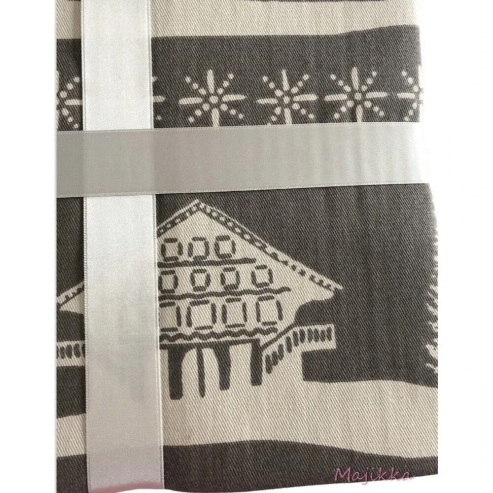Stof Christmas Tree Reindeer Fabric Napkins Gray White Scandinavian Set of 4